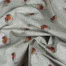 Digital Cotton Animal Printed Linen Fabric, Robins