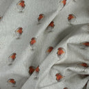 Digital Cotton Animal Printed Linen Fabric, Robins