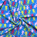 Teddy Bears Printed Polar Fleece Fabric 60”, Turquoise Blue