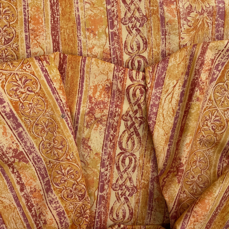 Autumn Excalibur Harlequin Printed Vintage Cotton Fabric 140cm, Orange