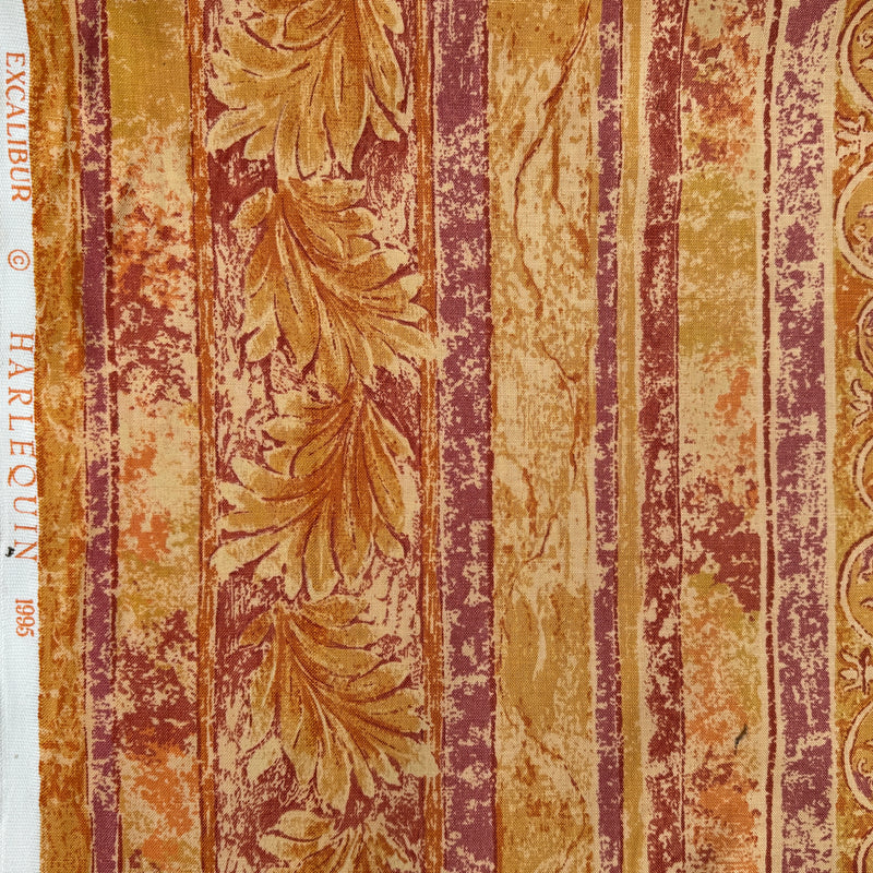 Autumn Excalibur Harlequin Printed Vintage Cotton Fabric 140cm, Orange