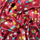 Colourful Polka Dot Spots Spotty Satin Dress Fabric 60", Red