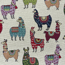 Llamas Animals Tapestry Upholstery Fabric 140cm, Cream
