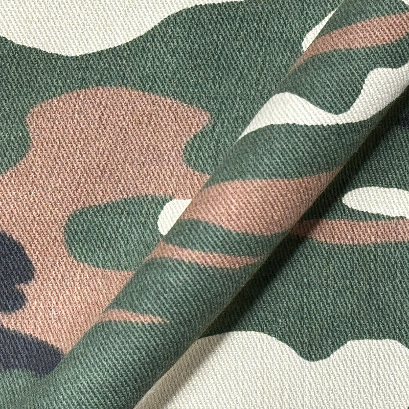 Army Camo 100% Cotton Drill Camouflage Dress Craft Fabric 137cm, Beige/Green