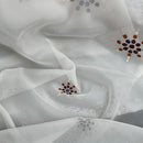 Cream Starbuzz Embroidery Floral Voile Fabric Net Curtain 150cm