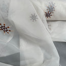 Cream Starbuzz Embroidery Floral Voile Fabric Net Curtain 150cm