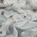 Cream Starbuzz Embroidery Floral Voile Fabric Net Curtain 150cm