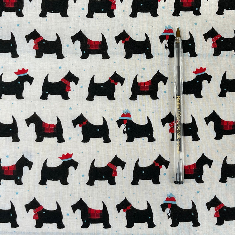 Polycotton-Stoff mit Weihnachtsdruck „Scotty Dogs“ 