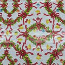 Christmas Wreaths & Bells Tablecloth PVC Fabric Xmas, White