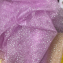 Small Silver Metallic Stars Organza Fabric 150cm, Pink