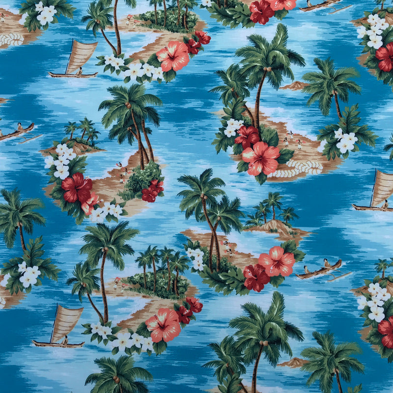 Summer Hawaii Tropical Cotton Poplin Fabric