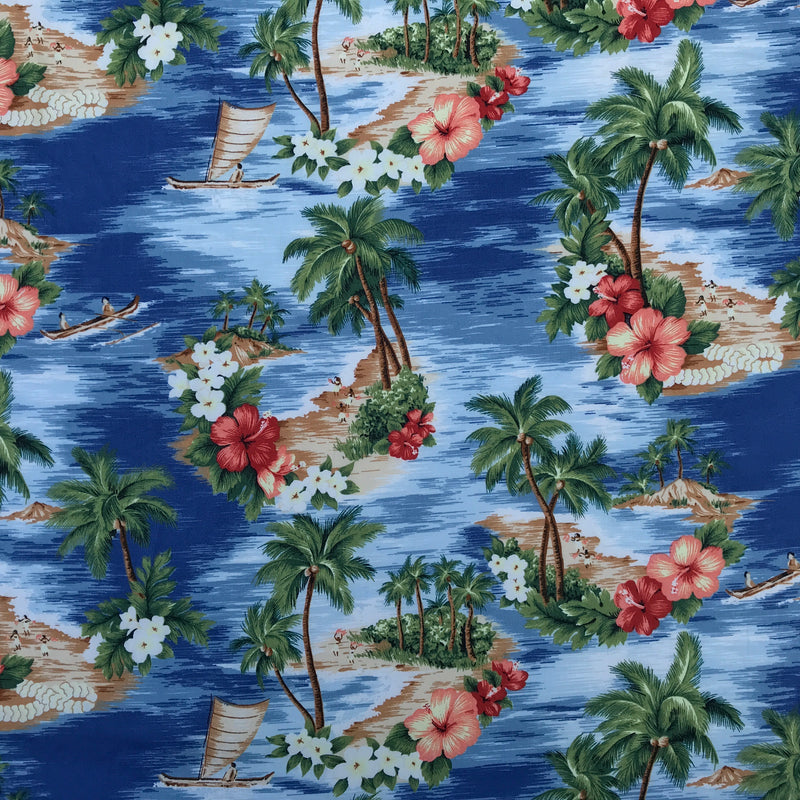 Summer Hawaii Tropical Cotton Poplin Fabric