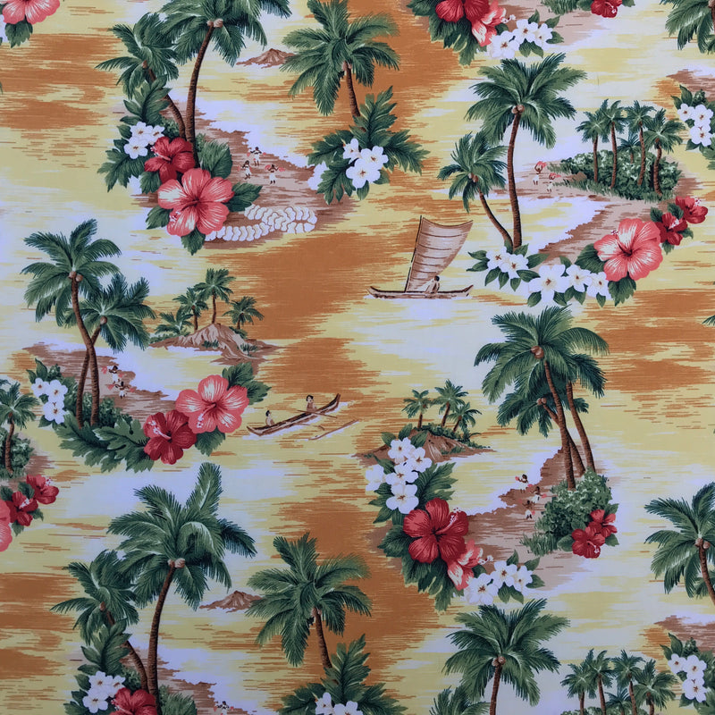 Summer Hawaii Tropical Cotton Poplin Fabric