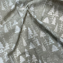 Christmas Tree Polycotton Fabric Xmas Crafts 45", Grey