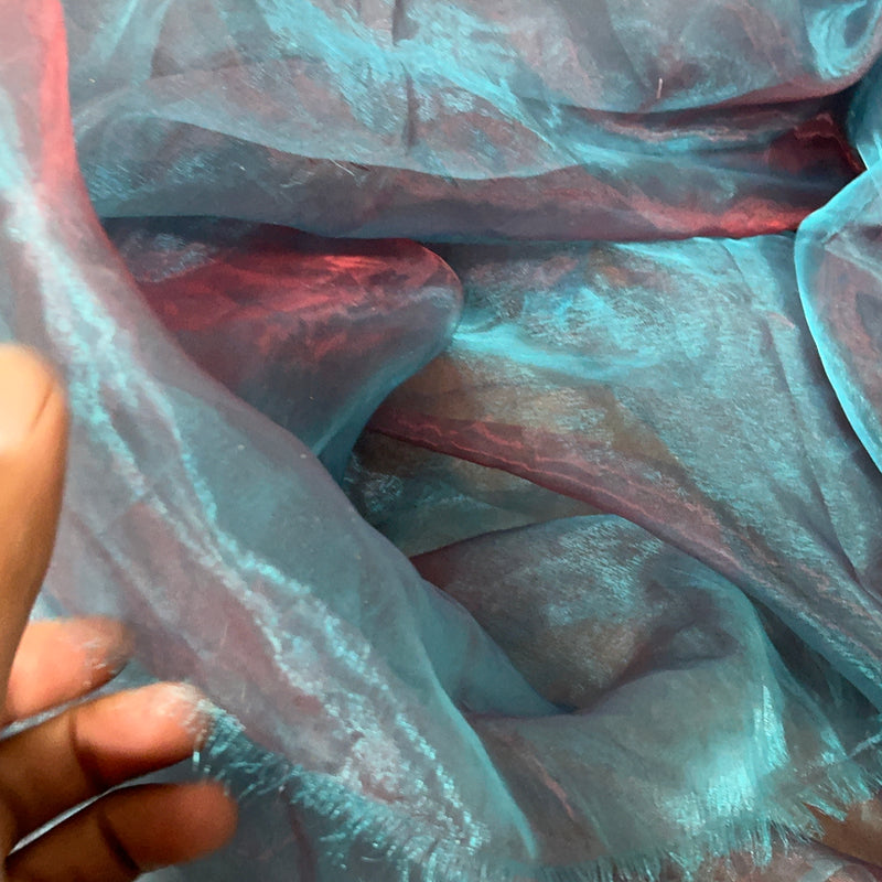 Halloween Organza Fabric Draping Decorations 150cm, Teal Shot Red