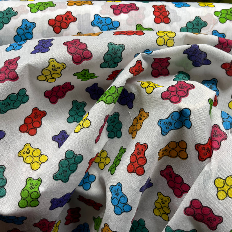 Gummy Bears Jelly Babies Sweets Kids Polycotton Fabric