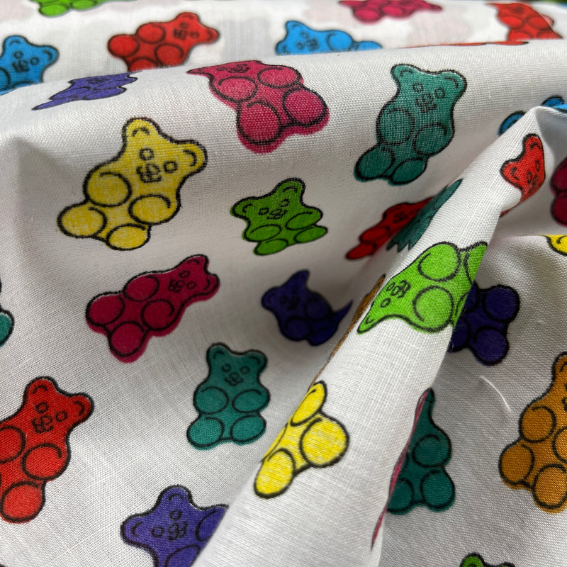 Gummy Bears Jelly Babies Sweets Kids Polycotton Fabric