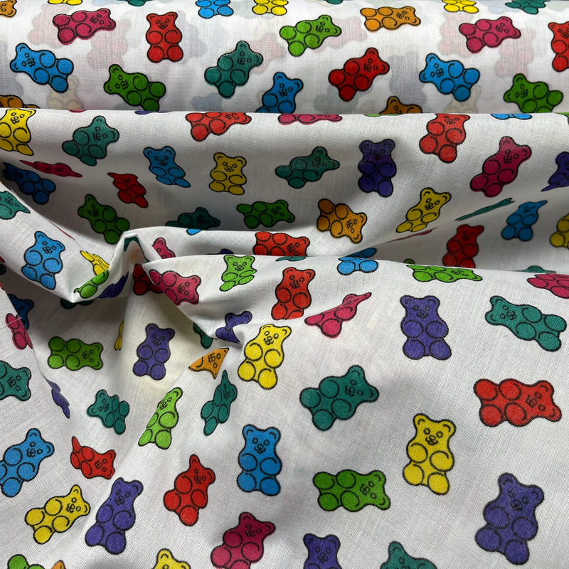 Gummy Bears Jelly Babies Sweets Kids Polycotton Fabric