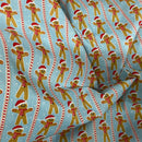 Xmas Gingerbread Striped Polycotton Fabric Patchwork Quilting 45", Sky Blue
