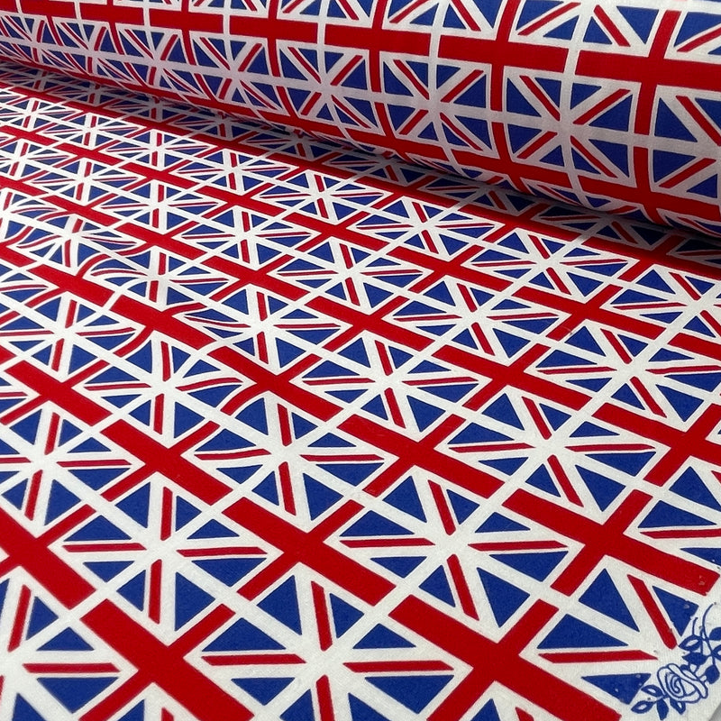 Small Union Jack Flags Cotton Poplin Rose & Hubble Fabric 45”