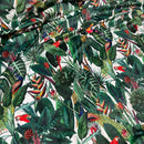 Rainforest Tropical Digital Print Plush Velvet Curtain Fabric, Natural