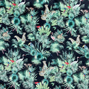 Amazon Tropical Digital Print Plush Velvet Curtain Fabric, Black