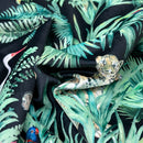 Amazon Tropical Digital Print Plush Velvet Curtain Fabric, Black