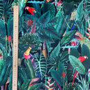 Rainforest Tropical Digital Print Plush Velvet Curtain Fabric, Navy