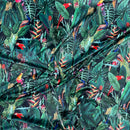 Rainforest Tropical Digital Print Plush Velvet Curtain Fabric, Navy