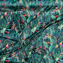 Rainforest Tropical Digital Print Plush Velvet Curtain Fabric, Navy