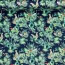 Amazon Tropical Digital Print Plush Velvet Curtain Fabric, Navy