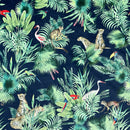 Amazon Tropical Digital Print Plush Velvet Curtain Fabric, Navy