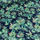 Amazon Tropical Digital Print Plush Velvet Curtain Fabric, Navy