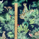 Amazon Tropical Digital Print Plush Velvet Curtain Fabric, Navy