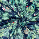 Amazon Tropical Digital Print Plush Velvet Curtain Fabric, Navy
