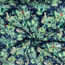 Amazon Tropical Digital Print Plush Velvet Curtain Fabric, Navy