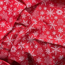 10m Roll White Xmas Snowflakes Christmas Polycotton Fabric 45", Red