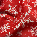10m Roll White Xmas Snowflakes Christmas Polycotton Fabric 45", Red