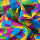 Lego Brick Blocks 100% Cotton Craft Quilting Fabric 140cm, Cerise/Yellow
