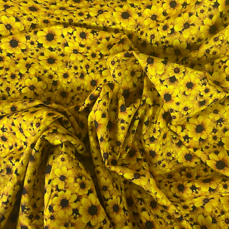 Yellow Sunflowers Craft 100% Cotton Fabric 140cm