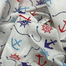 Nautical Seaside Anchors Polycotton Fabric 112cm, White