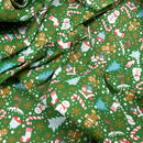 Xmas Party Snowman Gingerbread Polycotton Fabric Christmas 45”, Green