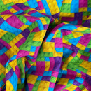 Lego Brick Blocks 100% Cotton Craft Quilting Fabric 140cm, Cerise/Yellow
