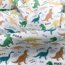 Dino Animals Polycotton Dinosaurs Fabric Crafts Dress Clothing Sew 45”, White