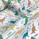 Dino Animals Polycotton Dinosaurs Fabric Crafts Dress Clothing Sew 45”, White