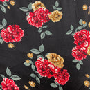 100% Viscose Floral Roses Dress Fabric, Black