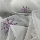 Lilac Starbuzz Velvet Flock Voile Fabric Net Curtain 150cm, White