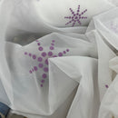 Lilac Starbuzz Velvet Flock Voile Fabric Net Curtain 150cm, White