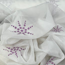 Lilac Starbuzz Velvet Flock Voile Fabric Net Curtain 150cm, White