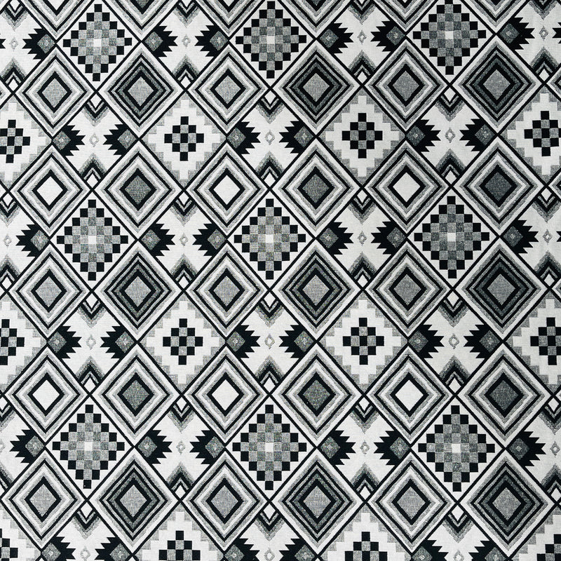 Aztec Diamonds Tapestry Fabric Upholstery 140cm, Black/White